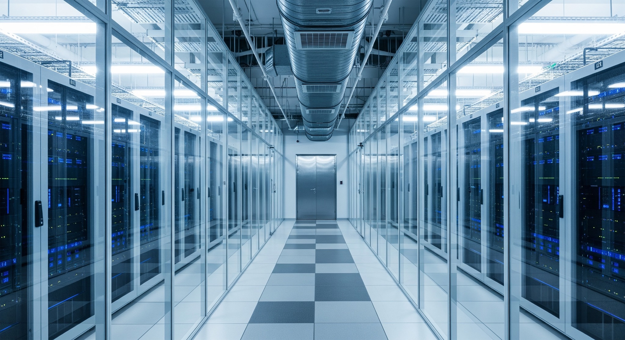 Modern data center with server racks